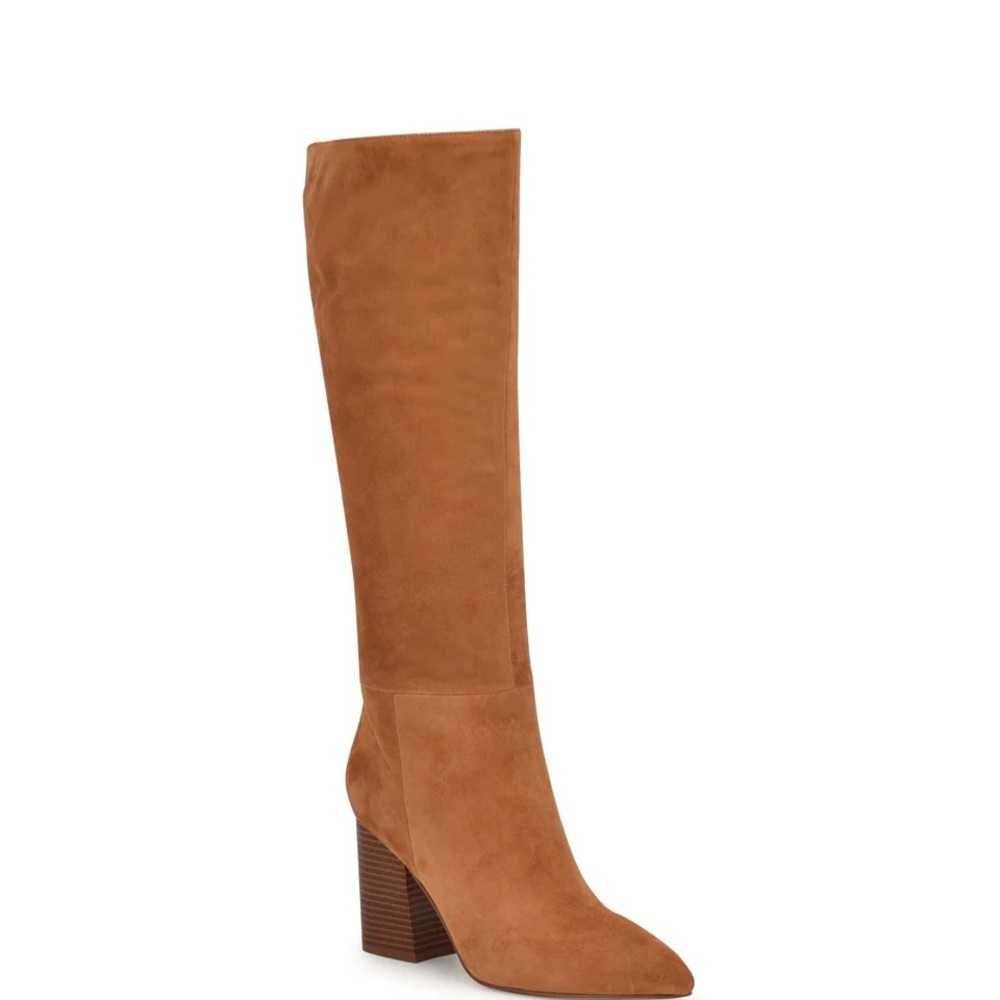Nine West Peachey Leather Heeled Boots - Medium Brown​​